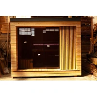 PANORAMATICKÁ FINSKÁ SAUNA, ZATEPLENÉ VENKOVNÍ SAUNOVÝ DOMEK S "PRIMA" 3,0х2,08 m, SIBIŘSKÝ MODŘÍN A CEDR. PANORAMATICKÁ FINSKÁ SAUNA, ZATEPLENÉ VENKOVNÍ SAUNOVÝ DOMEK S "PRIMA" 3,0х2,08 m, SIBIŘSKÝ MODŘÍN A CEDR.