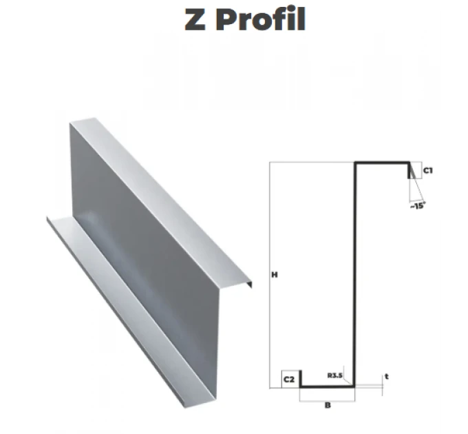 Konstrukční pozinkovaní profil Z