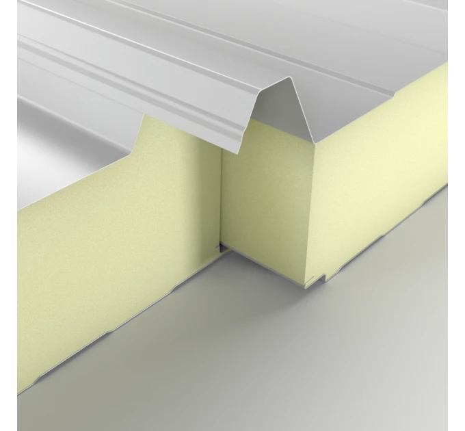 Střešní sendvičový panel SRB ISOAC5 100 mm PUR, 5 žebry, RAL 9002/9002 (0,4/0,5 mm)