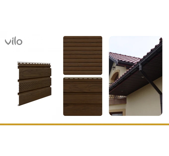 Střešní podhled Infratop Soffit s perforací SVP-07 barva ořech 2700 mm