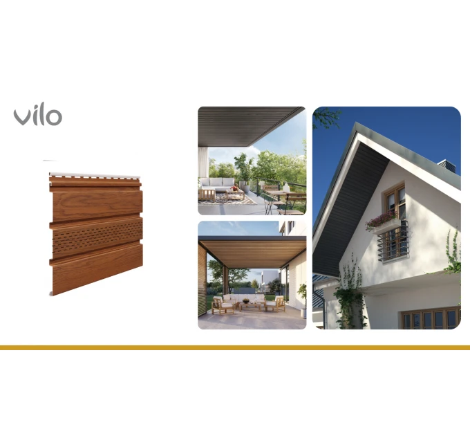 Střešní podhled Infratop Soffit s perforací SVP-07 barva zlatý dub 2700 mm