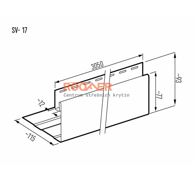 Window sill profile DECO SIDING SV-17, 3050 mm