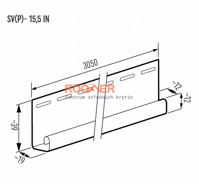 End J profile WOOD SIDING SVP-15.5, 3050 mm