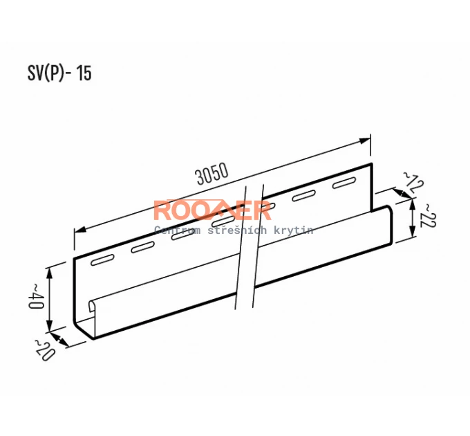 End J profile DEKO SIDING SV-15, 3050 mm